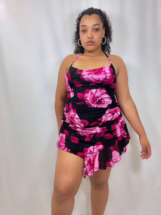 Robe rose à fleurs - Sarah